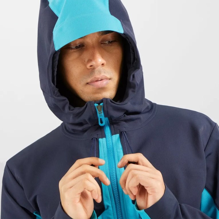 Chaquetas Salomon Outpeak Softshell Full Zip Hombre Azul Marino Turquesa | MX TWFK587